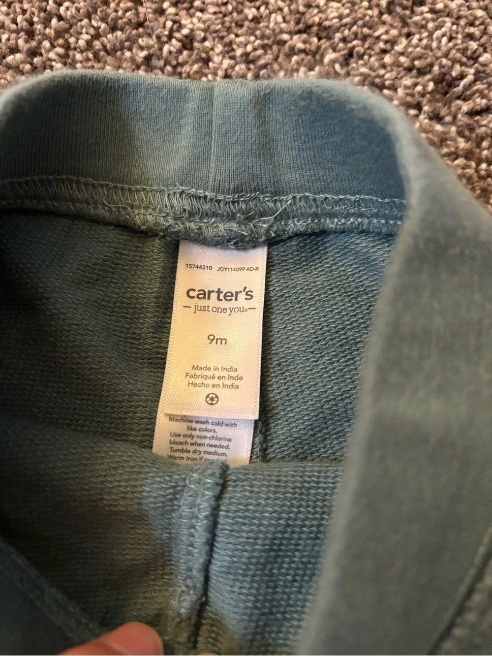 Carter's Gray Top with Green Dinosaur & Green Pants Matching Set